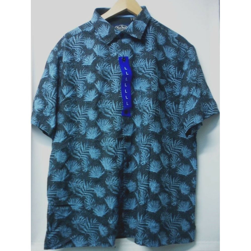 Nat Nast LARGE Silk Cotton Blue Button Down Shirt